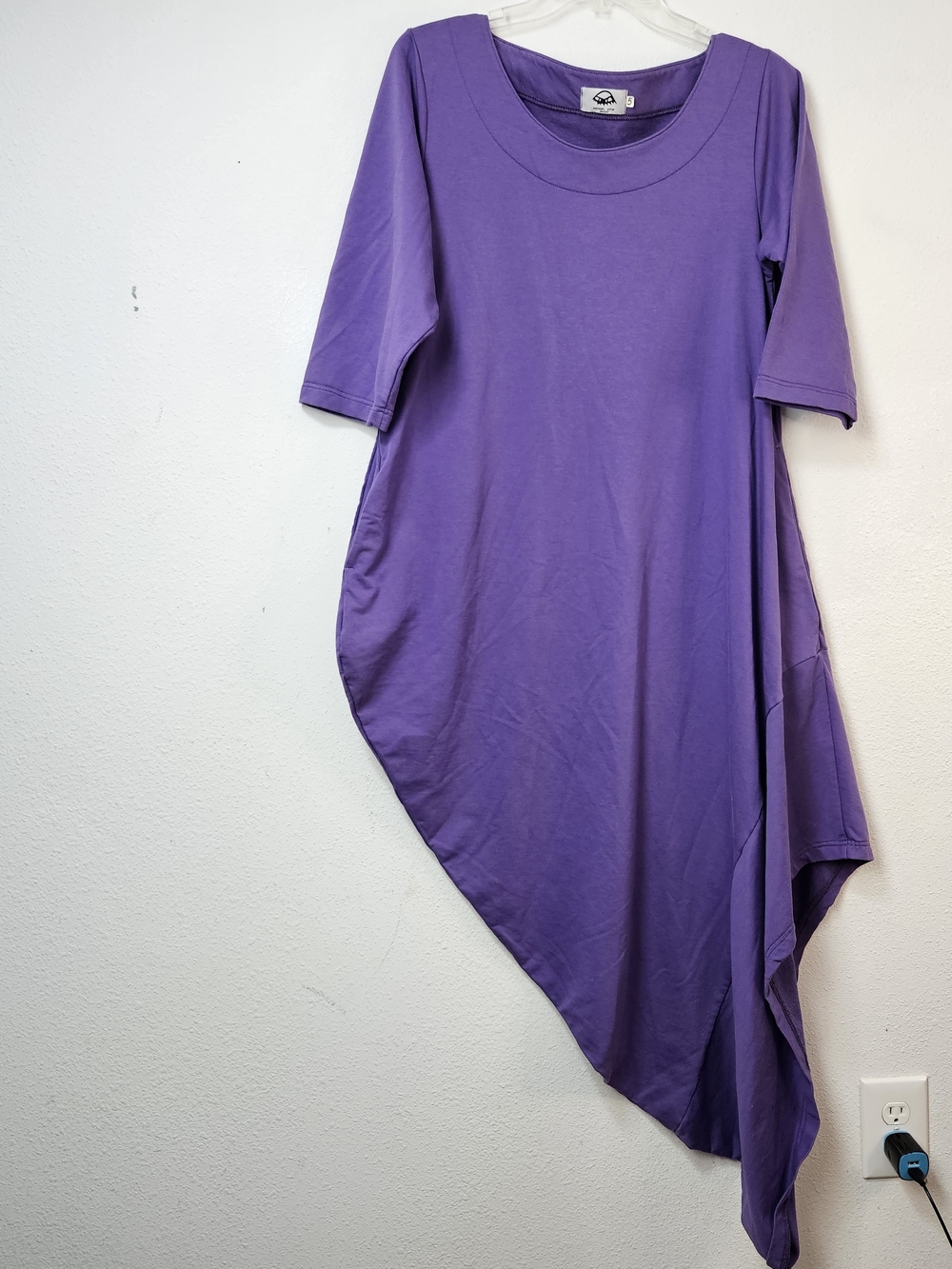 Micheal Kotin Tricot Asymmetrical Purple Tunic Dress Lagenlook Size 5